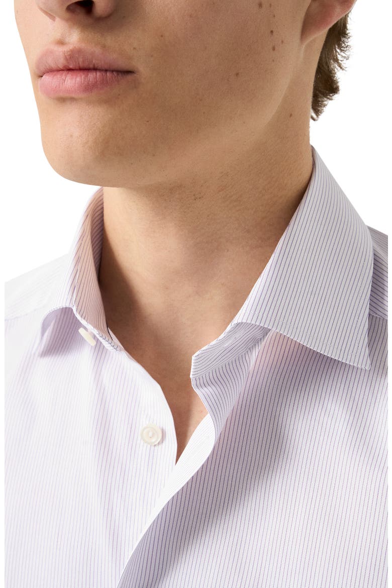 Slim Fit Stripe Cotton Twill Dress Shirt, Alternate, color, LIGHT PURPLE
