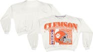 PRESSBOX Women's Pressbox White Clemson Tigers Oversized Janice Retro Waist-Length Sweatshirt