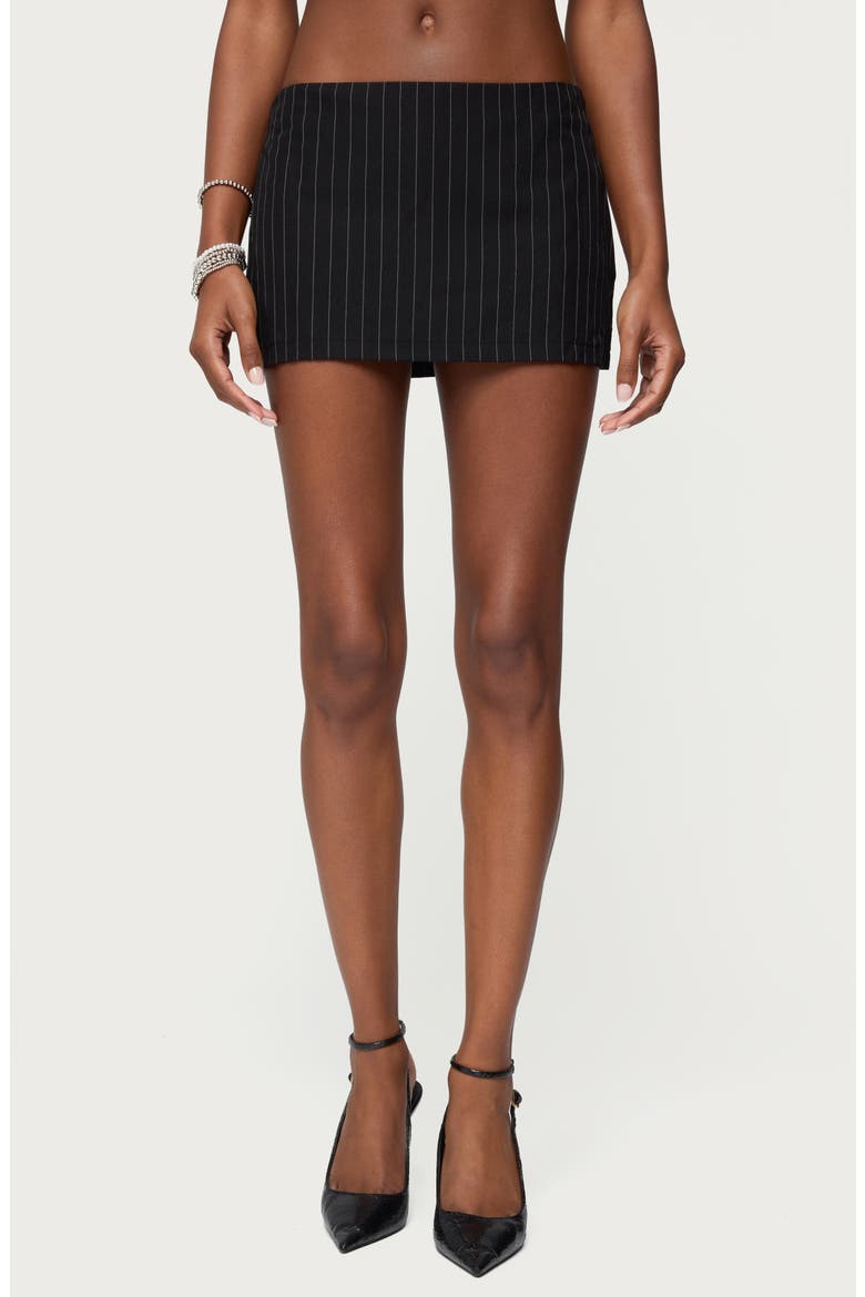 Maeve Pinstripe Low Rise Miniskort, Main, color, BLACK