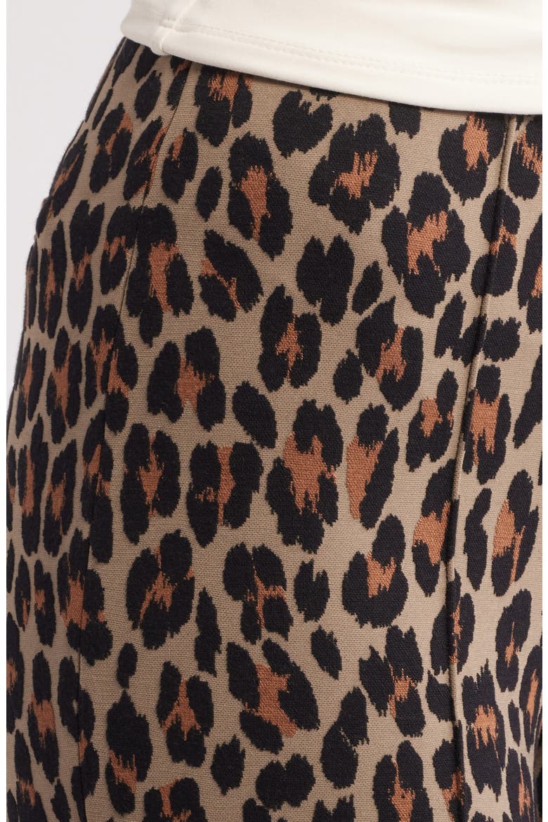 Leopard Print Ponte Pants, Alternate, color, BROWN