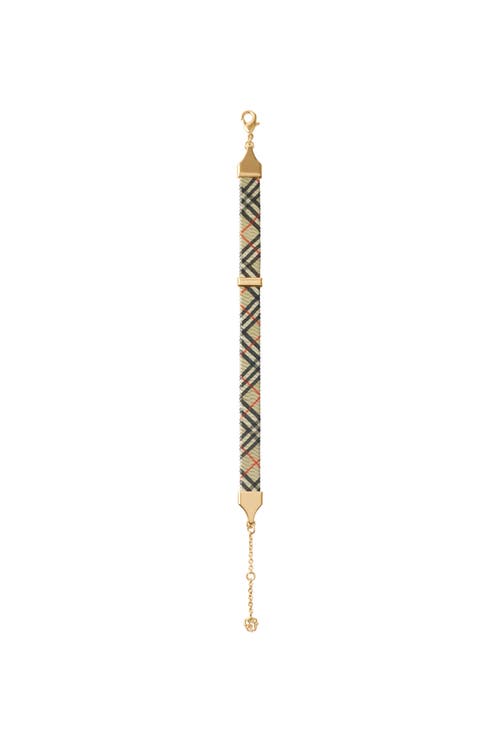 Burberry Check Print Bracelet In Gold/sand