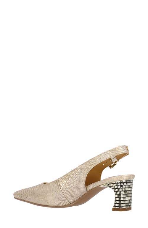 J. Reneé Hadyn Lizard Embossed Slingback Pump In Gold