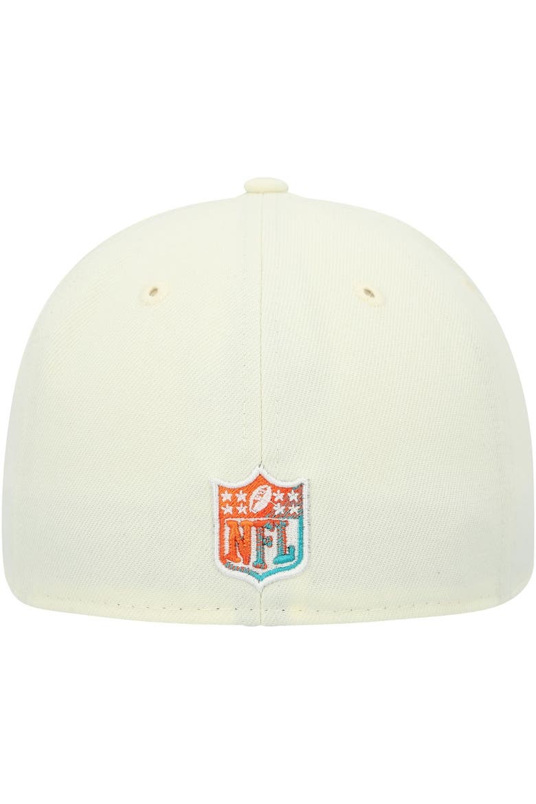 Men's New Era Cream Miami Dolphins Chrome Dim 59FIFTY Fitted Hat, Alternate, color, Cream