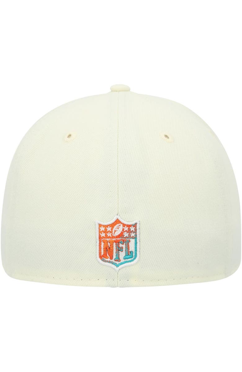 New Era Men's New Era Cream Miami Dolphins Chrome Dim 59FIFTY Fitted Hat, Alternate, color, 