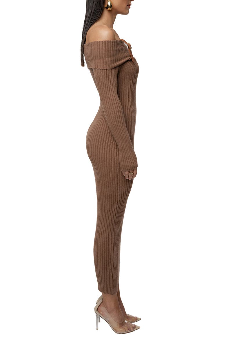 Kira Ribbed Midi Dress, Alternate, color, Tan