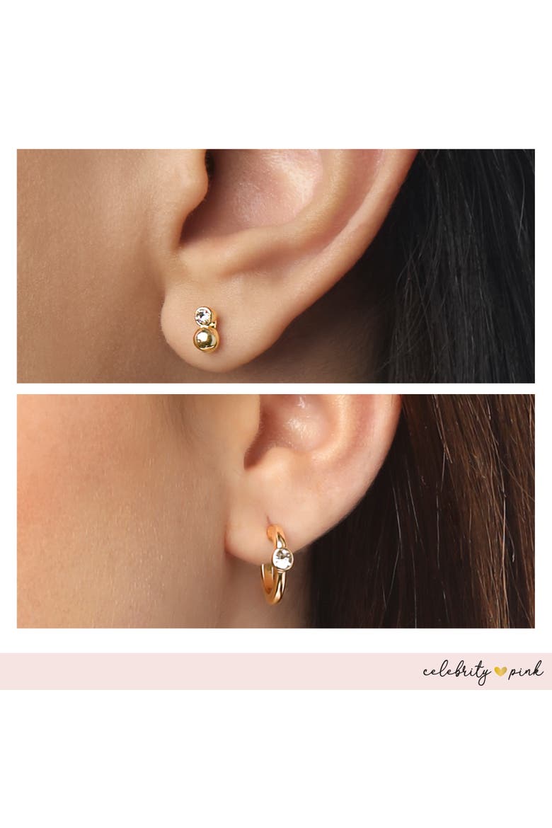 Embellished Gold-Tone Hoops and Stud Earrings Pack of 6 | 6-Pack, Small Hoops and Stud Earrings with Pearl and Rhinestone Accents, Alternate, color, Gold-Tone