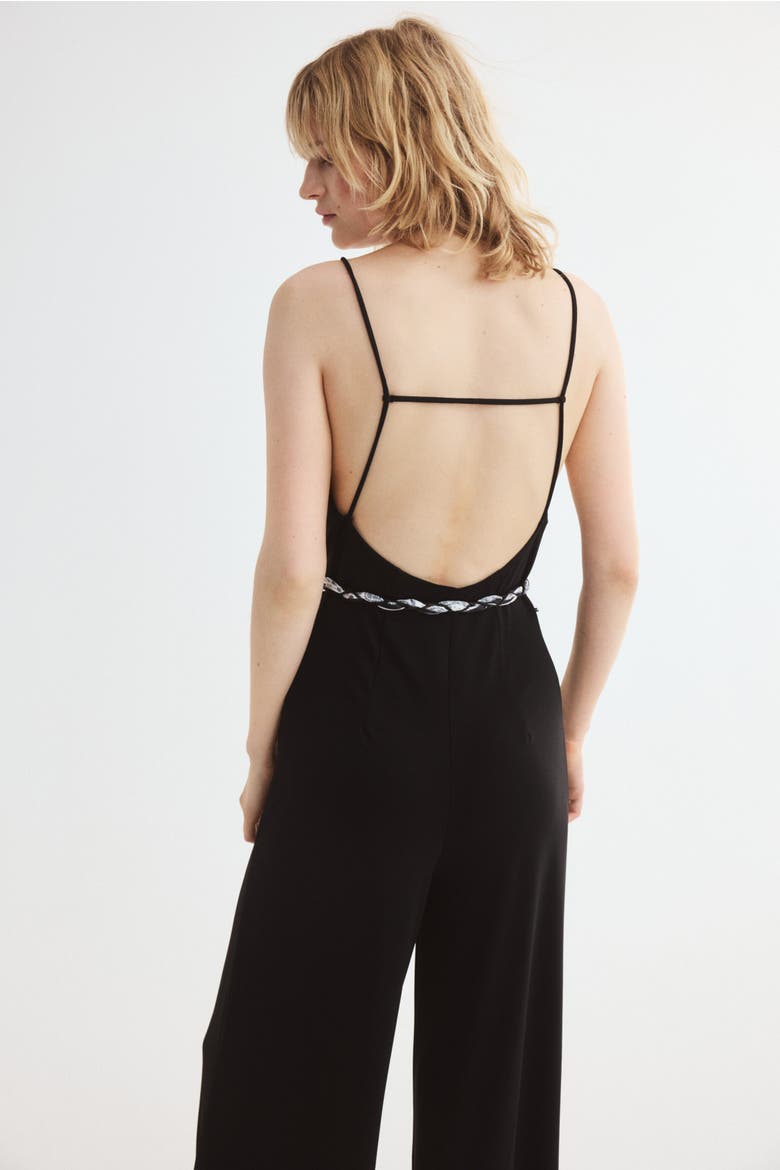 Tie-belt Strappy Jumpsuit, Alternate, color, Black