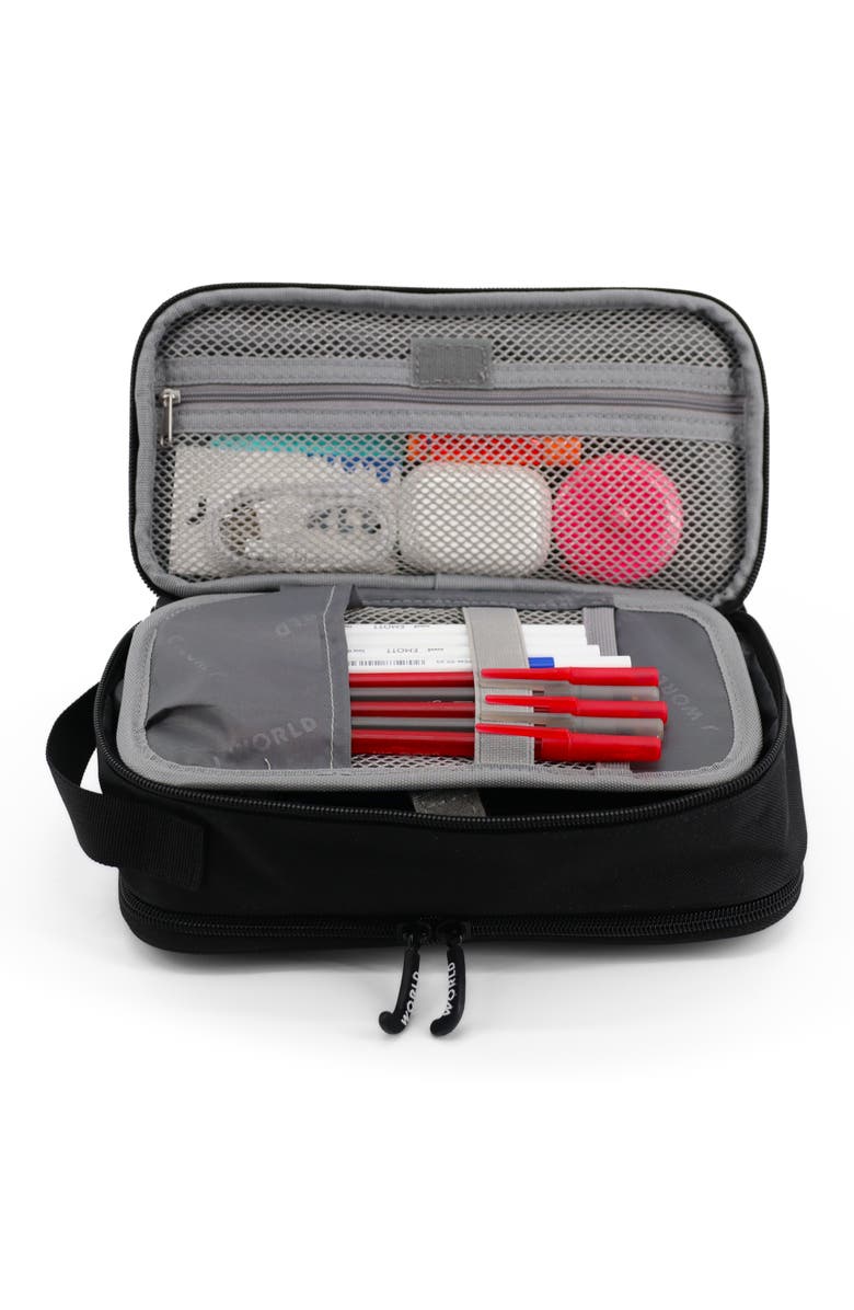 J World Doodle Pencil Case with Handle Strap, Alternate, color, Black