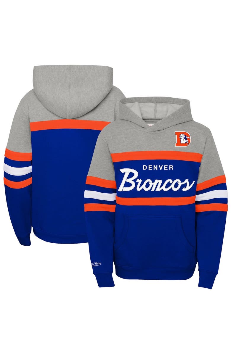 Mitchell & Ness Youth Mitchell & Ness  Royal Denver Broncos Throwback Head Coach Pullover Hoodie, Alternate, color, 