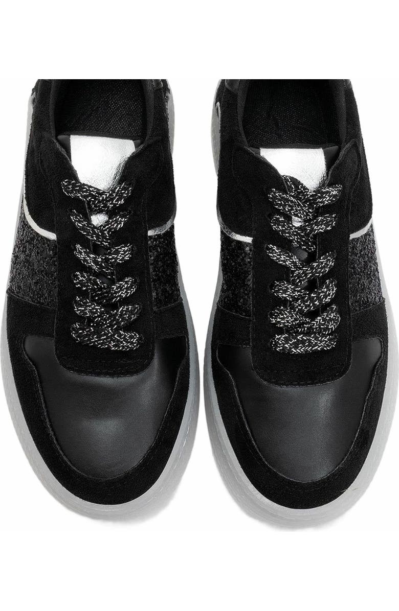Forever & Always Shoes Felipe Glitter Leather Sneakers, Alternate, color, Black Leather