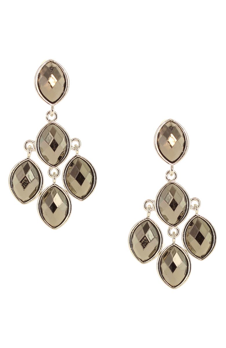 OLIVIA WELLES Ella Oval Drop Earrings, Main, color, Silver / Grey
