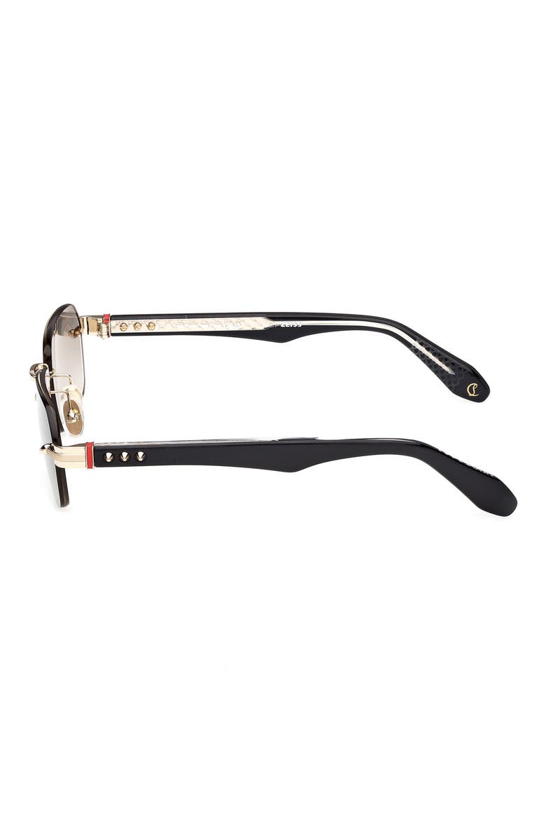 56mm Rectangular Sunglasses, Alternate, color, GOLD/ BLACK/ CRYSTAL/ SMOKE