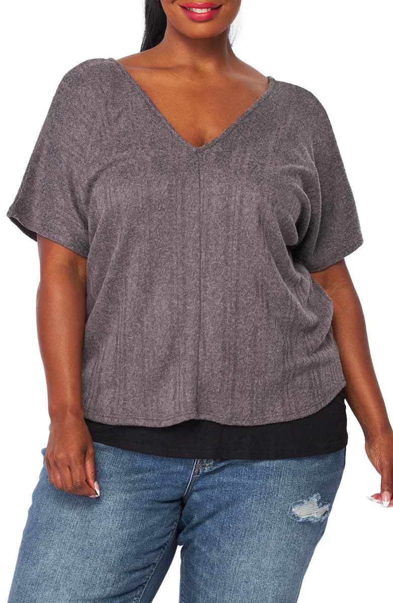 BLUEGREY Double V-Neck Top, Main, color, Grey