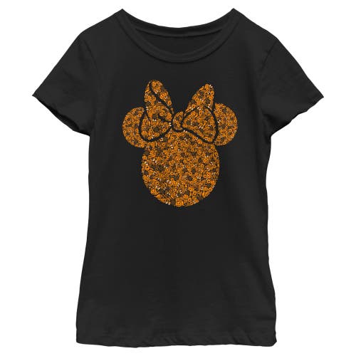Mickey & Friends Girl's Halloween Disney Minnie Mouse Silhouette Filled Graphic T-shirt In Black