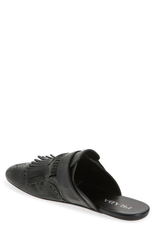 Prada Shuffle Kiltie Loafer Mule In Nero