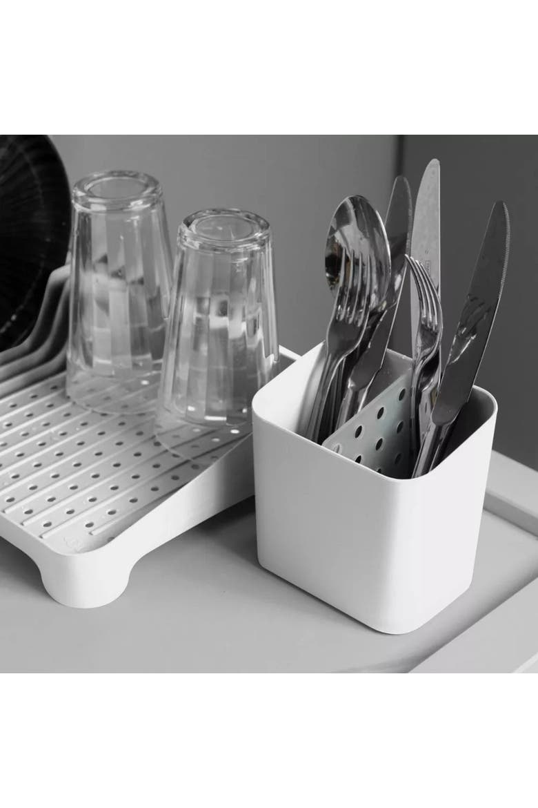 Durable Scratch Resistant Nonslip Utensil Holder with Removable Divider, Alternate, color, White