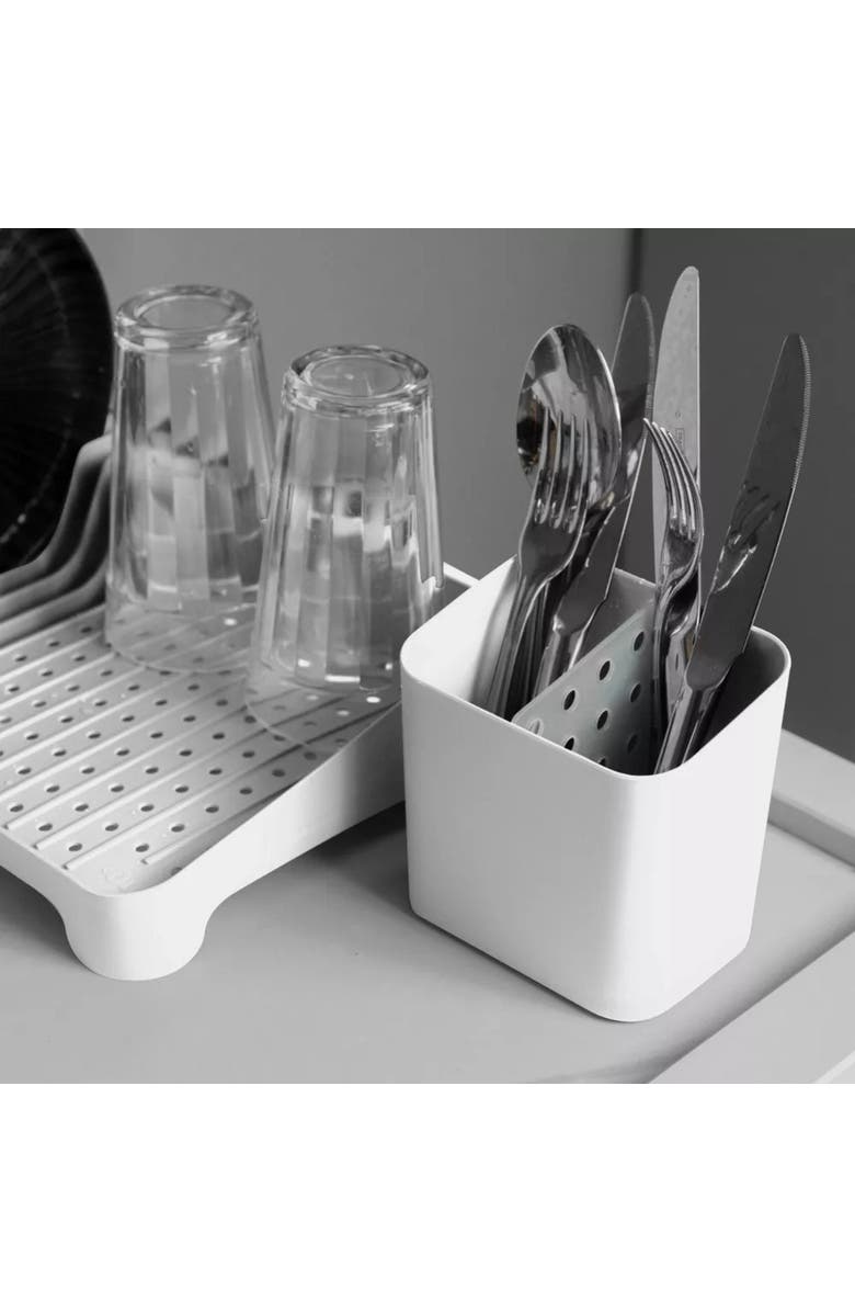 OU Durable Scratch Resistant Nonslip Utensil Holder with Removable Divider, Alternate, color, White