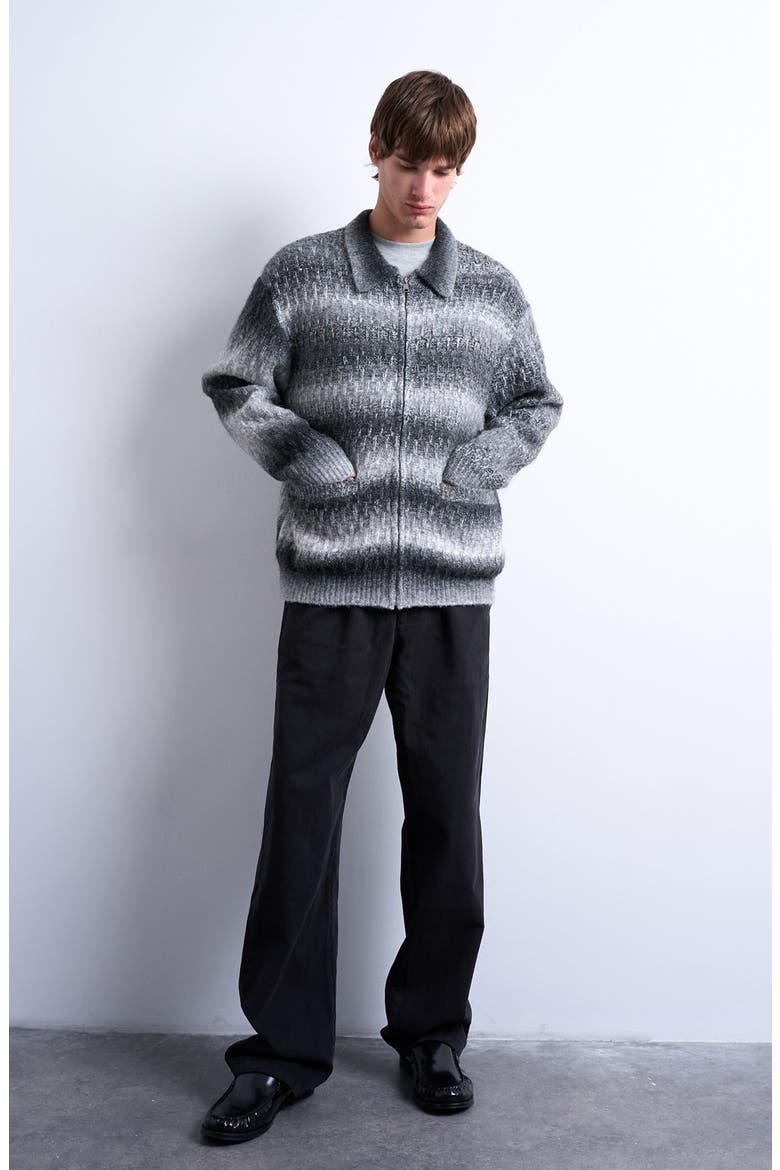 Zip Front Cardigan, Alternate, color, GREY