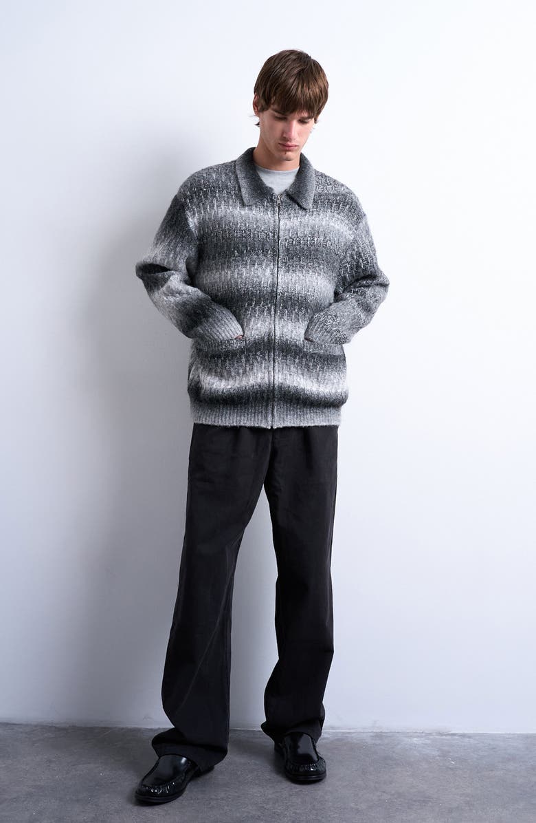 Topman Zip Front Cardigan, Alternate, color, Grey