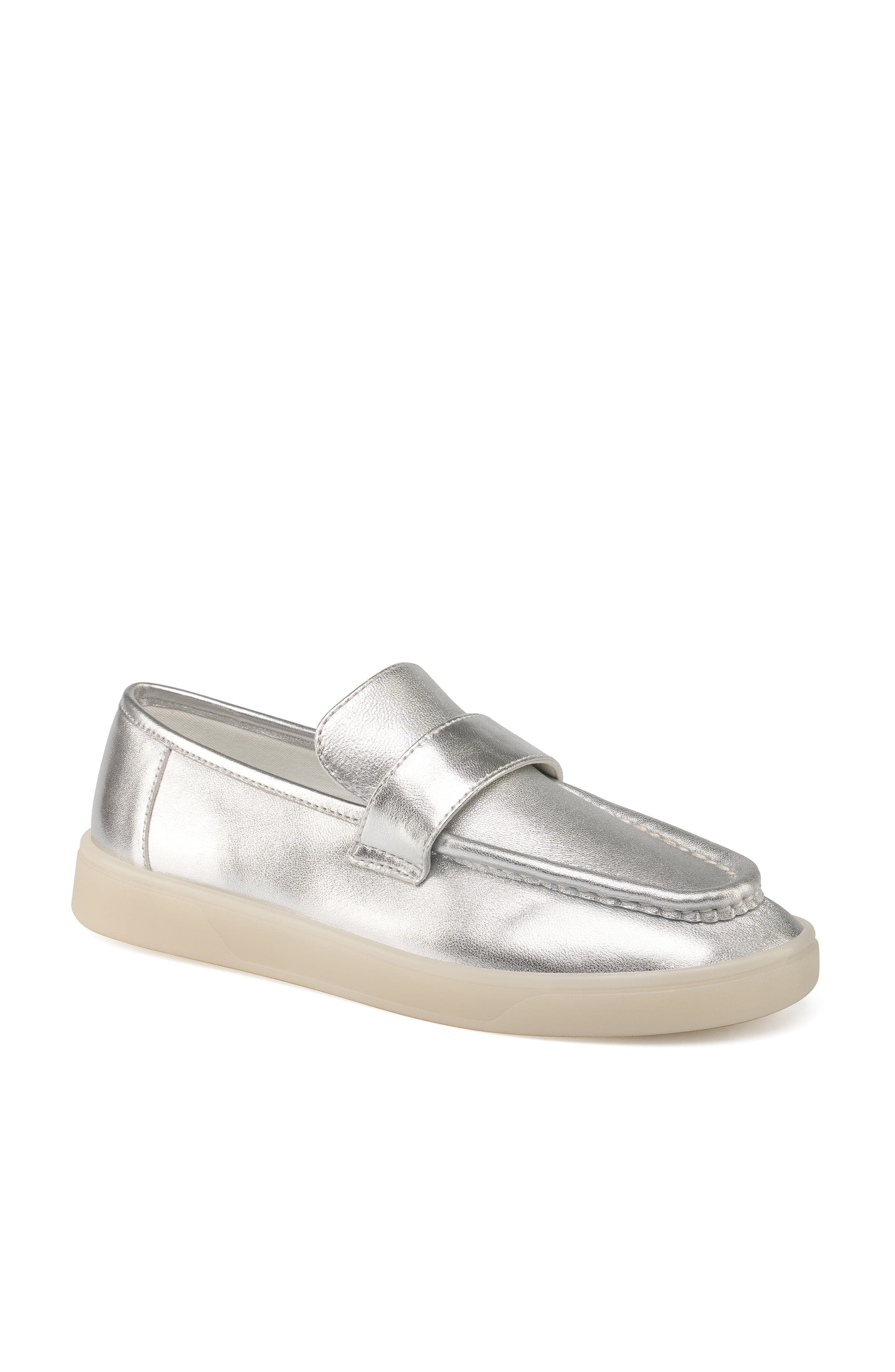 JSlides Heath Leather Loafer, Main, color, Silver