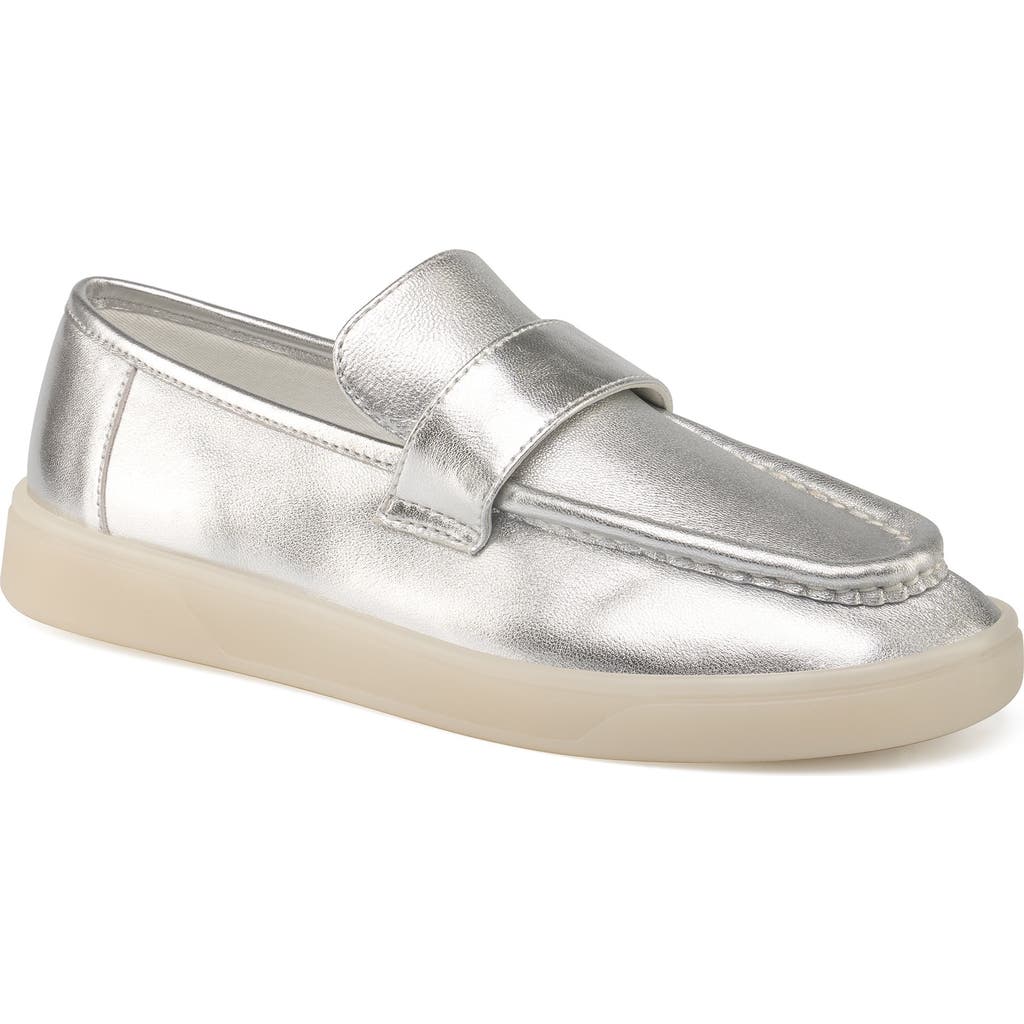Jslides Heath Leather Loafer In Silver