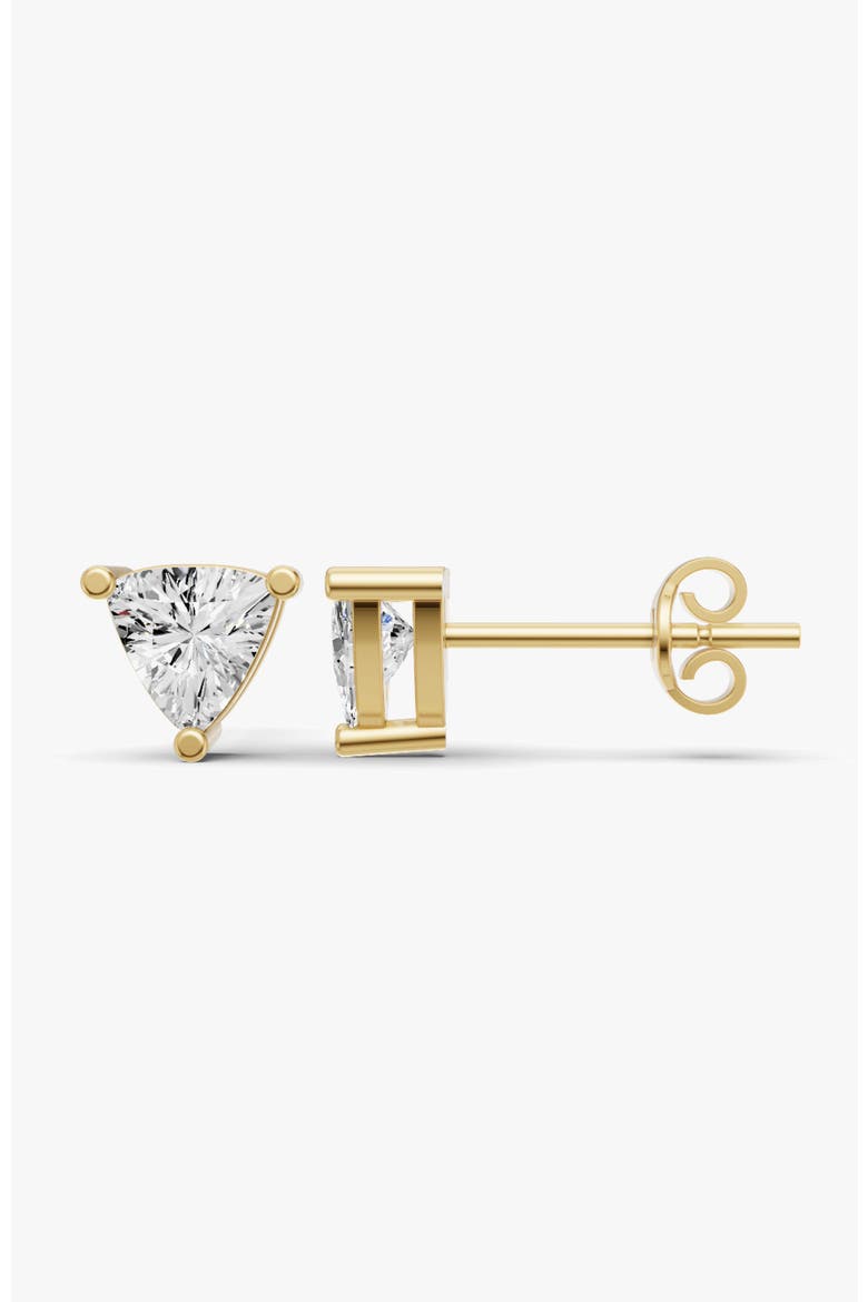 14K Gold Studs 1 ct Earrings Trillion Solitaire, Alternate, color, Yellow Gold