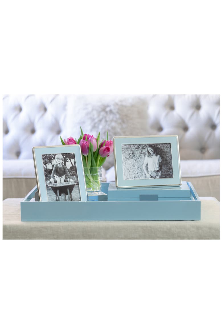 Powder Blue Enamel & Silvertone Plate Picture Frame, Alternate, color, BLUE
