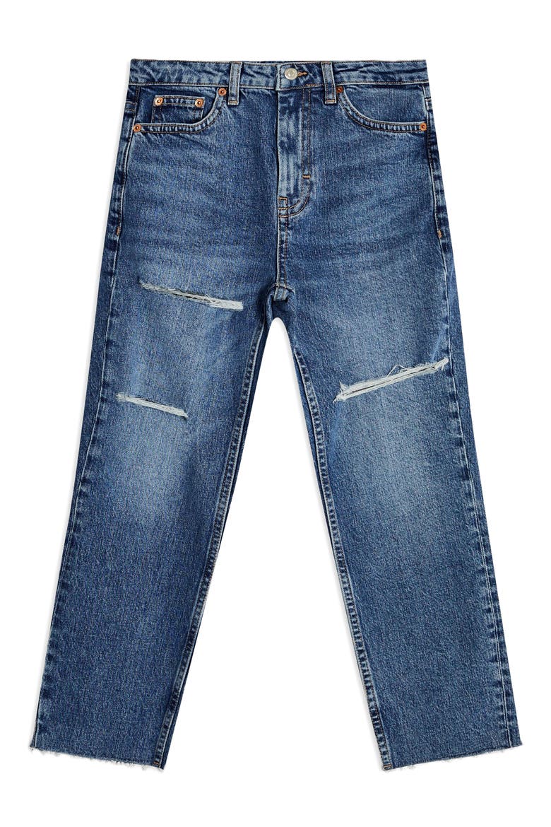 Sofia Ripped Straight Leg Jeans, Alternate, color, MID STONE