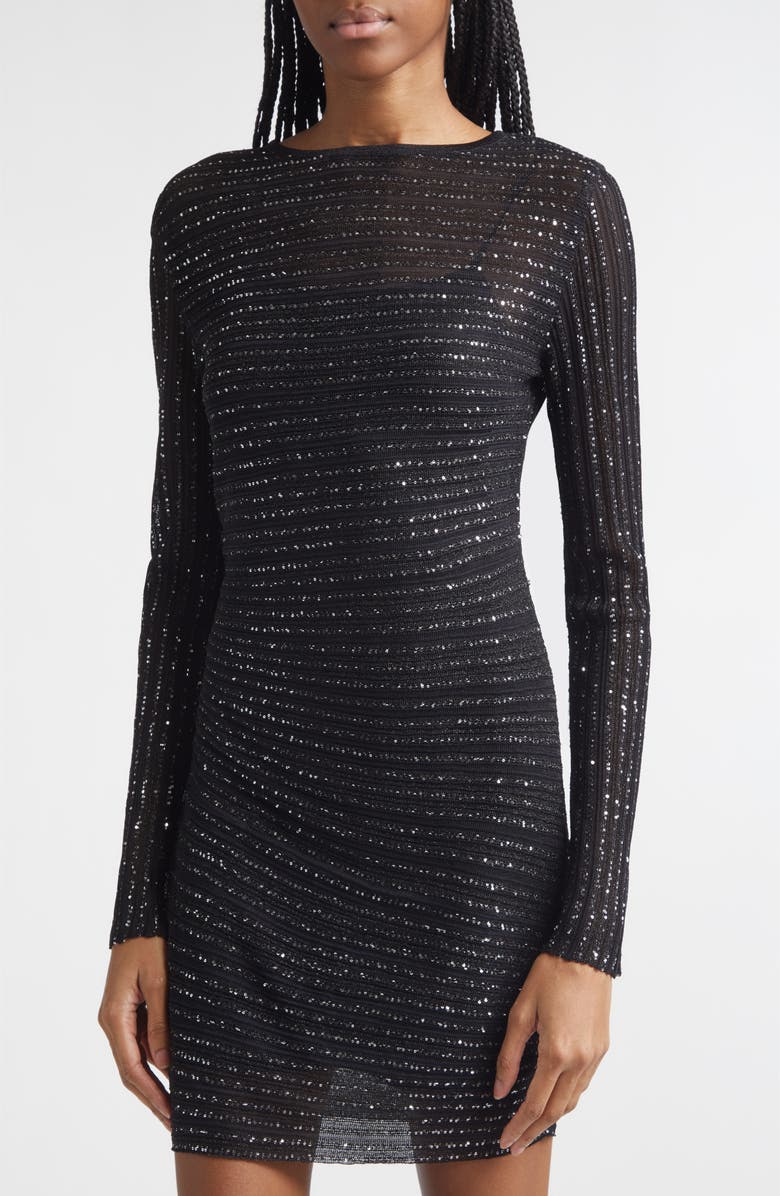 Missoni Sequin Metallic Long Sleeve Minidress, Alternate, color, Black Tones