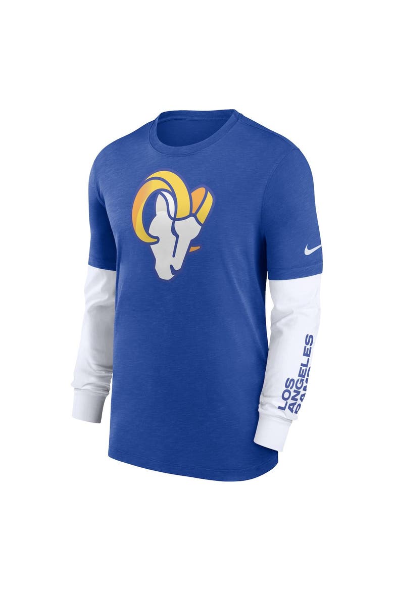 Men's Nike Heather Royal Los Angeles Rams Slub Fashion Long Sleeve T-Shirt, Alternate, color, Heather Royal