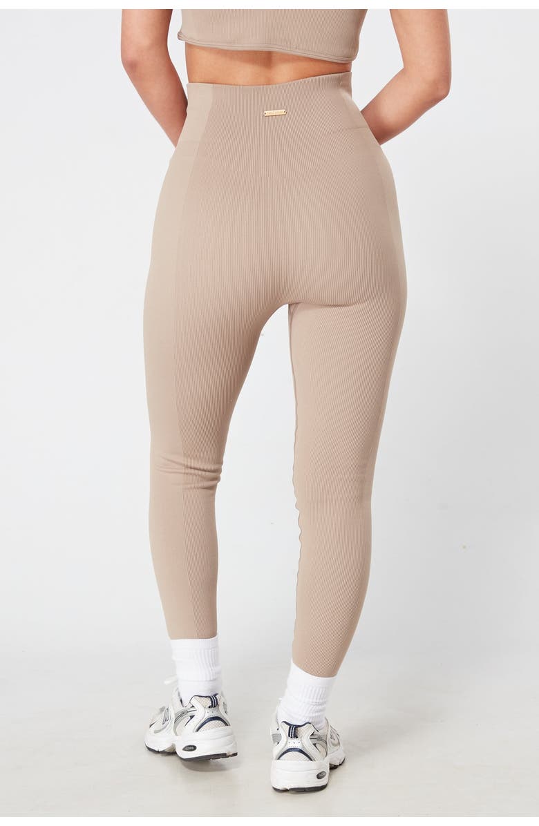 Twill Active Recycled Seamless Rib High Waist Legging, Alternate, color, Mocha