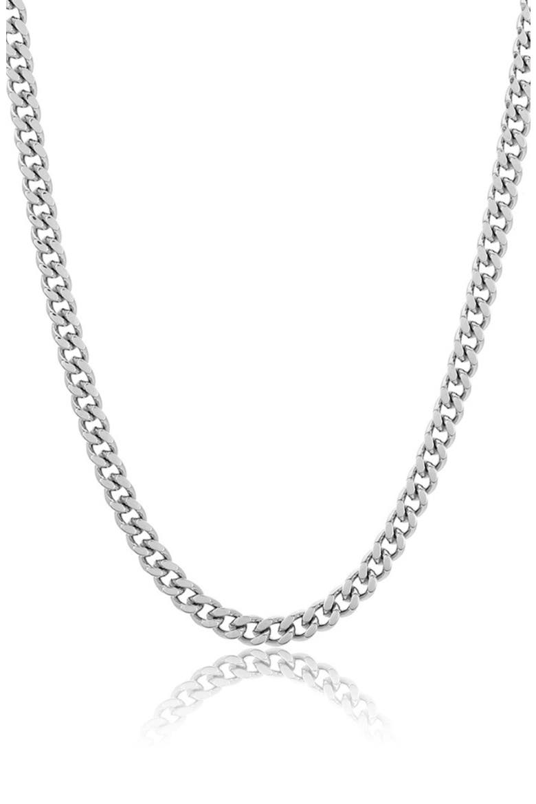 Men's Water Resistant Cuban Link Chain Necklace, Main, color, SILVER
