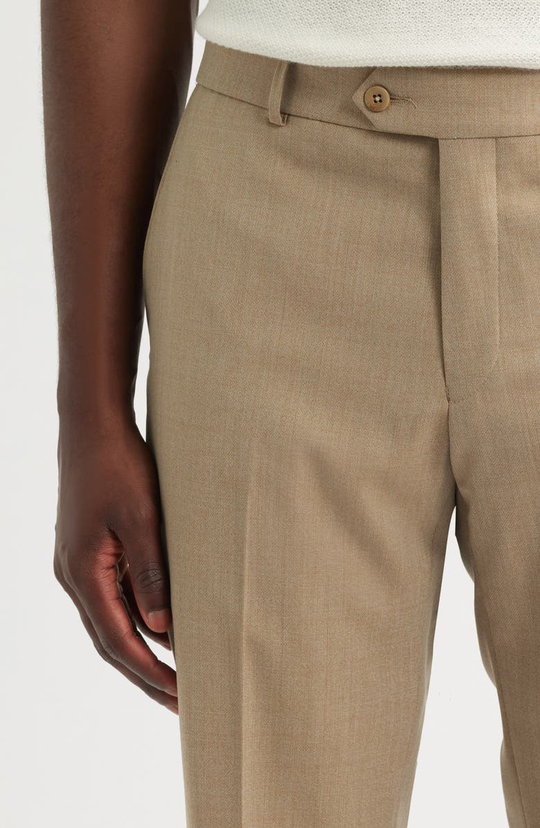 Berle Lightweight Flat Front Mesh Weave Wool Dress Pants, Alternate, color, Wicker Light