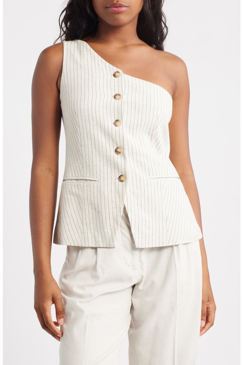 Stripe One-Shoulder Vest, Main, color, CREAM