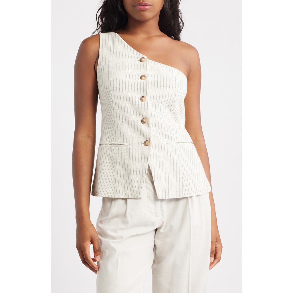 Topshop Stripe One-shoulder Vest In White