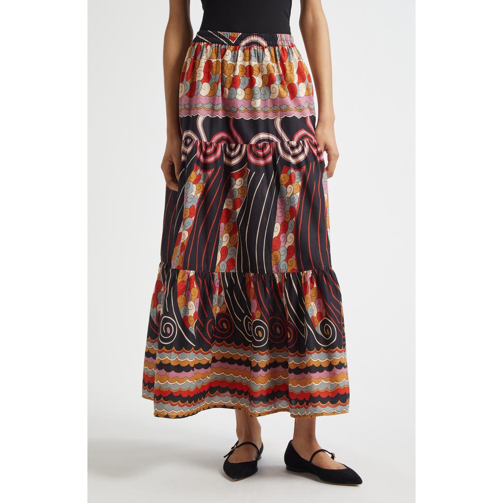 Mille Paola Floral Print Tie Waist Maxi Skirt