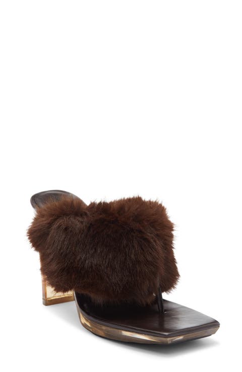 Delusions Faux Fur Slide Sandal (Women)