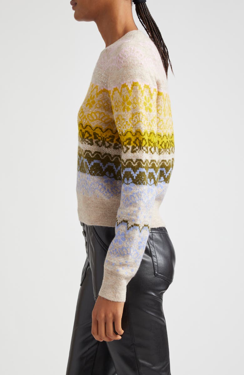 Cinq à Sept Fair Isle Studded Sweater, Alternate, color,