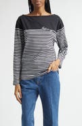 Balmain Paris Logo Marinière Stripe Cotton T-Shirt
