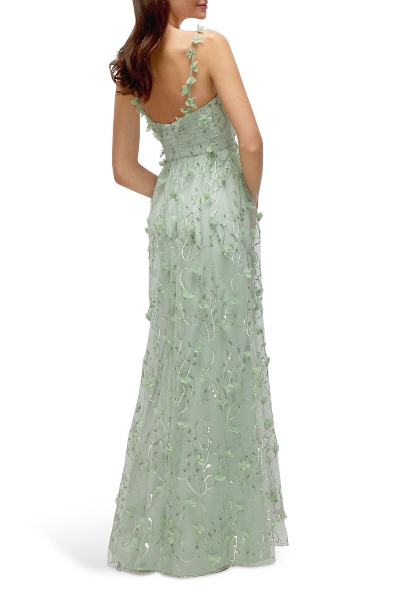 Floral Embroidered Gown, Alternate, color, CELADON