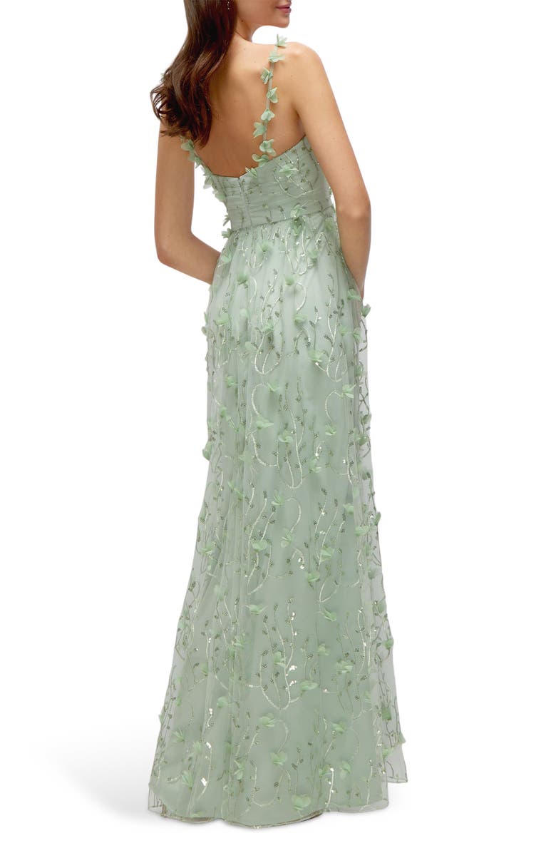 Dessy Collection Floral Embroidered Gown, Alternate, color, Celadon