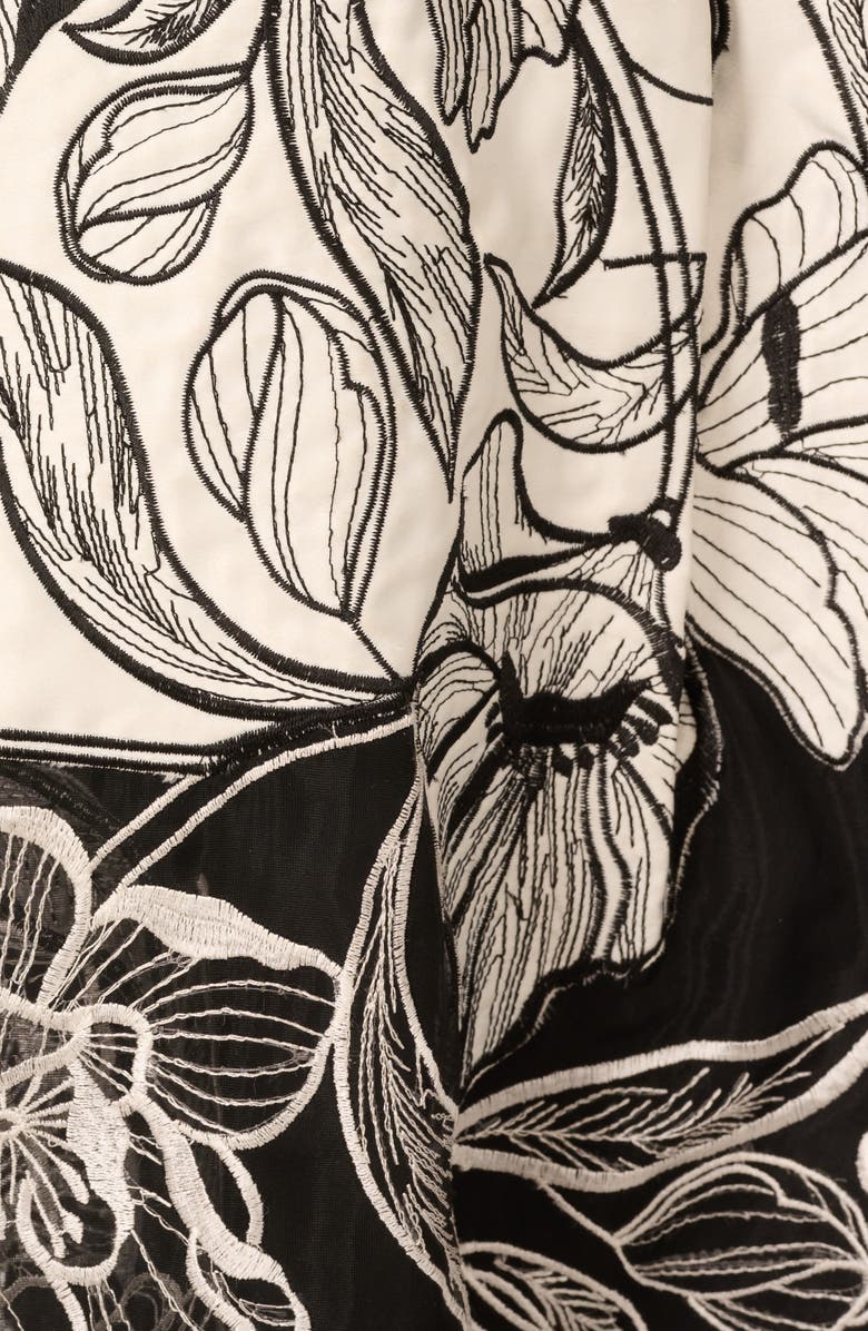 Aidan Mattox by Adrianna Papell Embroidered Organza Midi Dress, Alternate, color, Ivory/ Black