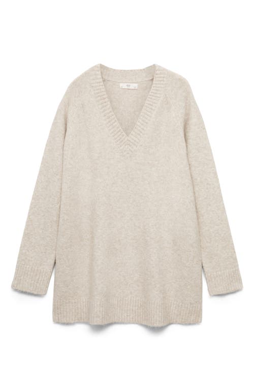 Mango V-neck Knit Sweater Beige In Neutral