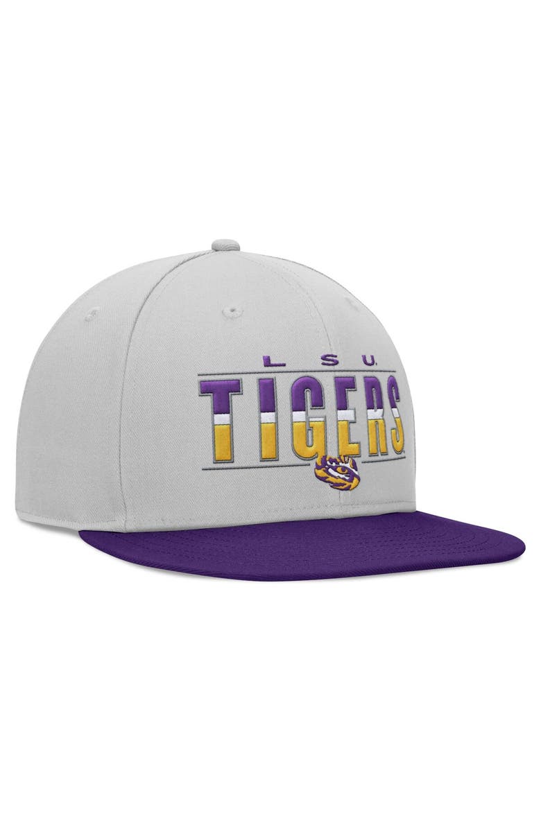 TOP OF THE WORLD Men's Top of the World Gray LSU Tigers Hudson Snapback Hat, Alternate, color, 