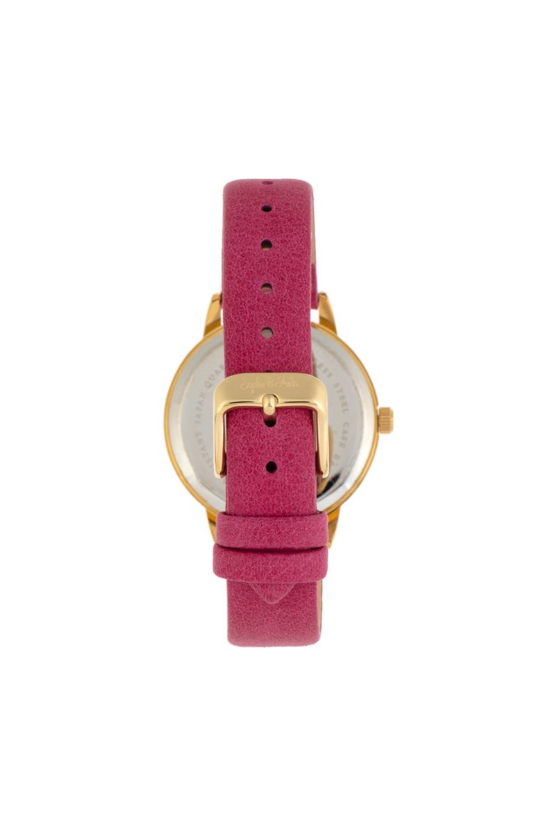 Sophie and Freda Vancouver Leather-Band Watch, Alternate, color, Pink