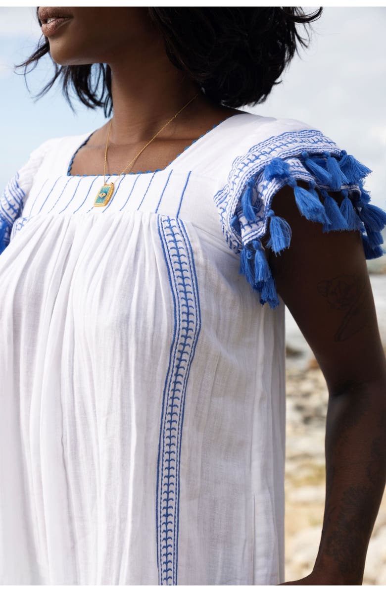 Mer St. Barth Mini Sandrine Women's Dress Lapis Blue Embroidery, Alternate, color, Blue