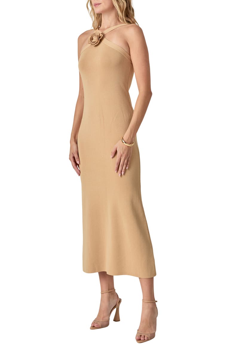 Rosette Knit Maxi Dress, Alternate, color, SAND