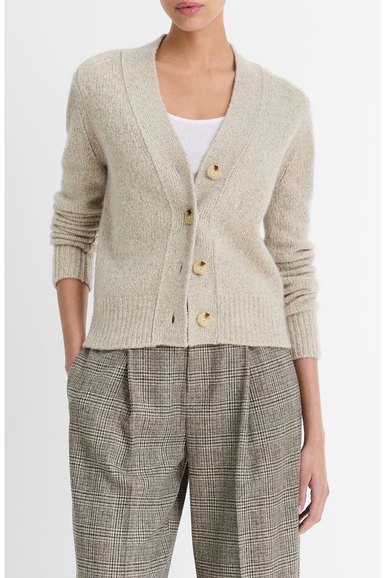 Donegal Cashmere V-Neck Cardigan, Main, color, BISCUIT DONEGAL