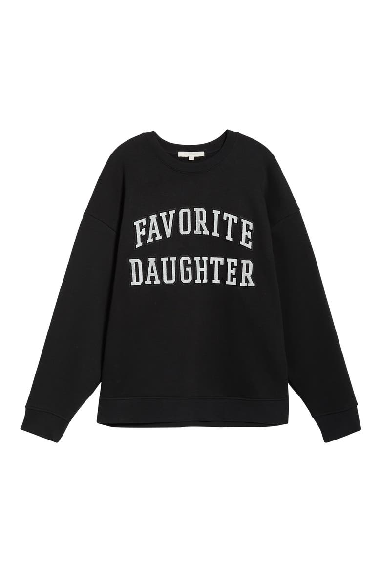 The Collegiate Embroidered Graphic Sweatshirt, Alternate, color, BLACK/ VELVET WHITE