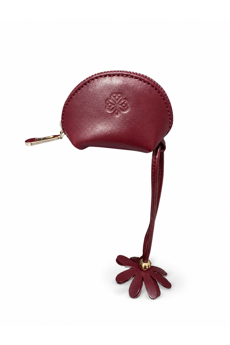Écrin Éclat Textured Italian Leather Coin Pouch, Main, color, Burgundy